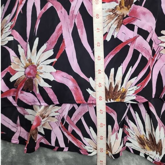 Who What Wear Dress Womens M Pink Black Floral Cold Shoulder High Low Hem Midi - Picture 11 of 12